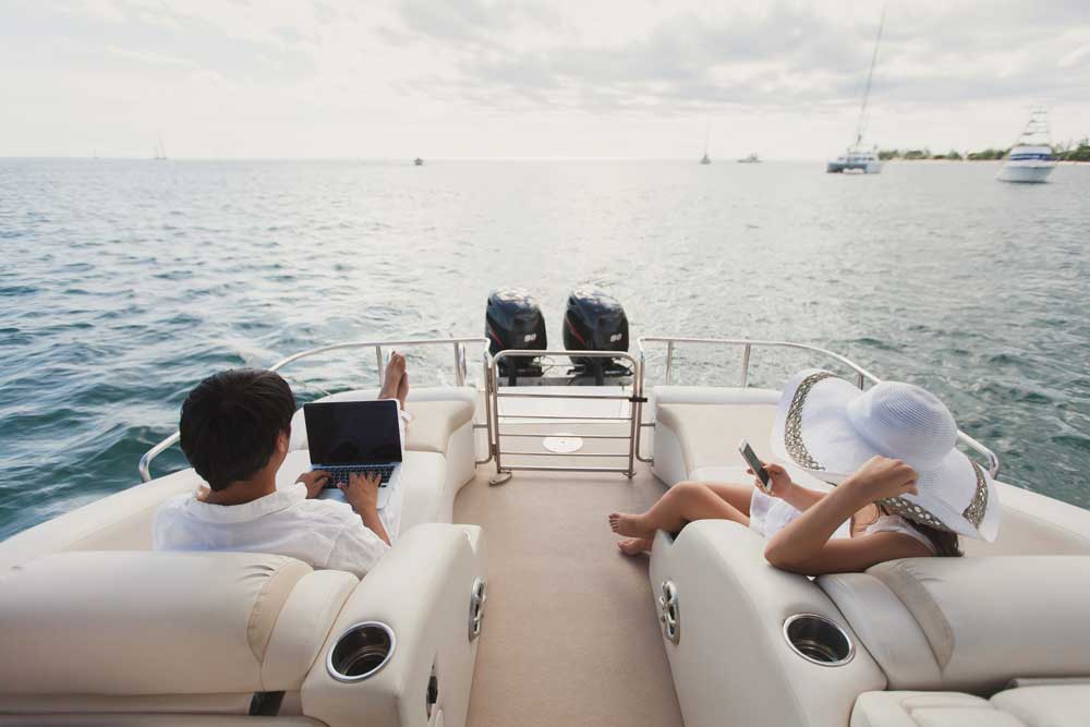 Remote work from a superyacht